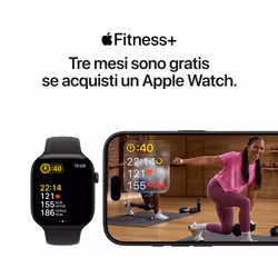 Apple Watch Series 12 GPS + Cellular, cassa 46 mm in alluminio nero con cinturino Sport nero - S/M - Vista aggiuntiva 6