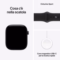 Apple Watch Series 12 GPS + Cellular, cassa 46 mm in alluminio nero con cinturino Sport nero - M/L - Vista aggiuntiva 5