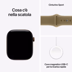 Apple Watch Series 12 GPS + Cellular, cassa 46 mm in alluminio color bronzo scuro con cinturino Sport oliva - M/L - Vista aggiuntiva 5