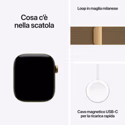 Apple Watch Series 12 GPS + Cellular, cassa 42 mm in titanio color oro brillante con loop in maglia milanese color oro brillante - Vista aggiuntiva 5