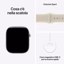 Apple Watch Series 12 GPS + Cellular, cassa 46 mm in ceramica bianco perla con cinturino Sport sabbia - S/M - Vista aggiuntiva 5