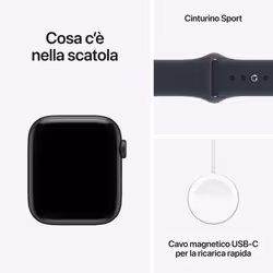 Apple Watch SE (3nd generation) SE 3 GPS, Cassa 44 mm in alluminio mezzanotte con Cinturino Sport blu marino - M/L - Vista aggiuntiva 5