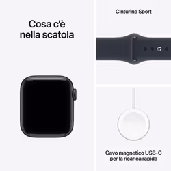 Apple Watch SE (3nd generation) SE 3 GPS + Cellular, Cassa 40 mm in alluminio mezzanotte con Cinturino Sport blu marino - S/M - Vista aggiuntiva 5