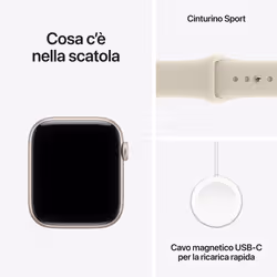 Apple Watch SE (3nd generation) SE 3 GPS + Cellular, Cassa 44 mm in alluminio galassia con Cinturino Sport sabbia - M/L - Vista aggiuntiva 5