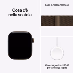 Apple Watch Series 12 GPS + Cellular, cassa 42 mm in alluminio color bronzo scuro con loop in maglia milanese color bronzo scuro - Vista aggiuntiva 5
