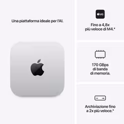 Apple Mac mini: Chip M6 con cpu 12 core e gpu 12 core, 512GB SSD - Argento - Vista aggiuntiva 3