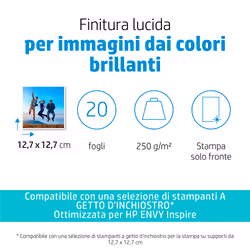 HP Advanced Photo Paper, Glossy, 65 lb, 5 x 5 in. (127 x 127 mm), 20 sheets - Vista aggiuntiva 5