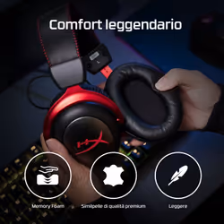 HyperX Cloud II Wireless – Cuffie da gaming (nero-rosso) - Vista aggiuntiva 6