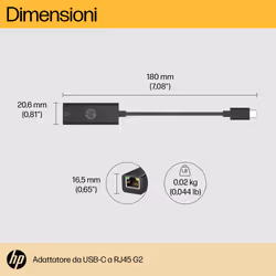 HP Adattatore da USB-C a RJ45 G2 - Vista aggiuntiva 7