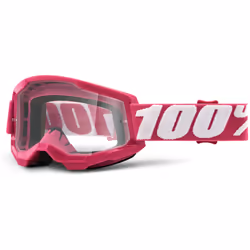 100% Strata 2 Clear Occhiali da motocross, bianco-rosa per uomo