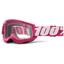 100% Strata 2 Clear Occhiali da motocross, bianco-rosa per uomo