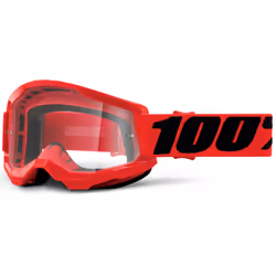100% Strata 2 Clear Occhiali da motocross, nero-rosso per uomo