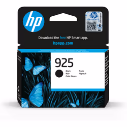 HP 925 Black Original Ink Cartridge, Resa standard, Nero, 1 pz, 500 pagine, Confezione singola