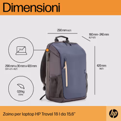 HP Zaino per laptop Travel 15.6 Blue Night da 18 litri - Vista aggiuntiva 4
