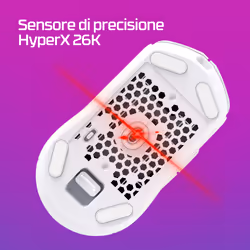 HyperX Pulsefire Haste 2 – Mouse da gaming wireless (bianco) - Vista aggiuntiva 7