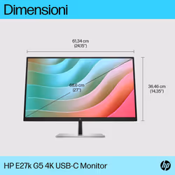 HP E-Series Monitor E27k G5 4K USB-C - Vista aggiuntiva 6