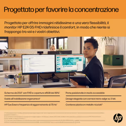 HP Monitor E24 G5 FHD senza PVC - Vista aggiuntiva 7
