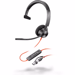 POLY Cuffie Blackwire 3310 certificate per Microsoft Teams + adattatore USB-C/A TAA - Vista aggiuntiva 4