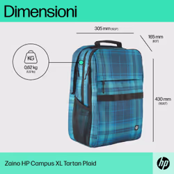 HP Zaino Campus XL Tartan Plaid - Vista aggiuntiva 5