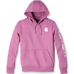 Carhartt Clarksburg Logo Felpa con cappuccio da donna, bianco-rosa, dimensione XS per donne