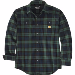 Carhartt Loose Fit Heavyweight Flannel Long-Sleeve Plaid Camicia, verde, dimensione S per uomo