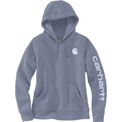 Carhartt Clarksburg Logo Felpa con cappuccio da donna, grigio-blu, dimensione L per donne