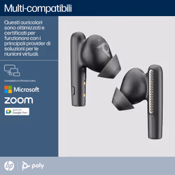 POLY Auricolari nerofumo Voyager Free 60+ UC + Adattatore BT700 USB-C + Custodia di ricarica touchscreen