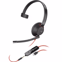 POLY Cuffie Blackwire C5210 USB-C + cavo in linea (sfuse), Cablato, Ufficio, Auricolare, Nero