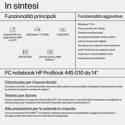 HP ProBook 445 G10 Ryzen 5 7530U 14" Full HD 8 GB 256 GB SSD Win11 Pro Argento - Vista aggiuntiva 4