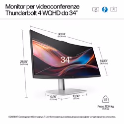 HP Monitor serie 7 Pro WQHD per videoconferenze da 34'' - 734pm - Vista aggiuntiva 7