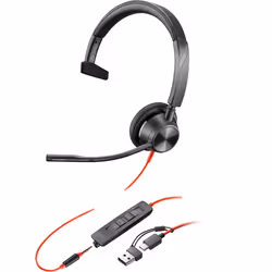 POLY Cuffie monoaurali Blackwire 3315 con connettore USB-C, certificate per Microsoft Teams + spina da 3,5 mm + adattatore USB-C/A - Vista aggiuntiva 4