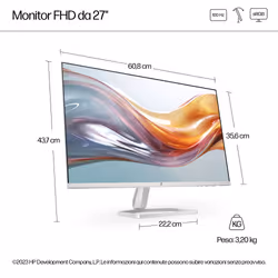 HP Monitor Serie 5 27" FHD bianco – 527sw - Vista aggiuntiva 8