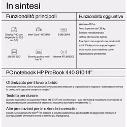 HP ProBook 440 G10 Intel® Core™ i5 i5-1334U Computer portatile 35,6 cm (14") Full HD 8 GB DDR4-SDRAM 256 GB SSD Wi-Fi 6E (802.11ax) Windows 11 Pro Argento - Vista aggiuntiva 4
