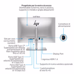 HP EliteOne 840 G9 i5-13500 23.8" 16 GB 512 GB SSD Win11 Pro Argento - Vista aggiuntiva 4