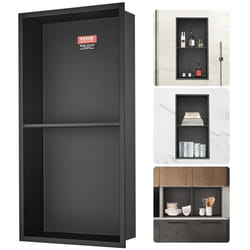 Mophorn 33,02 x 63,5 cm Nicchia per doccia senza piastrelle in acciaio inox 304, ripiani doppi da incasso a parete, nicchia moderna impermeabile e