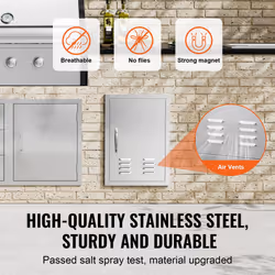 Porta di Accesso per Cucina, Porta Singola da Cucina Esterna da 17' x 24', Porta da Incasso in Acciaio Inox, con Prese deAria e Gancio, per Isola - Vista aggiuntiva 2