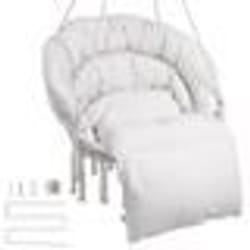 Poltrona sospesa, 150 kg, Poltrona sospesa girevole in macrame, Cuscino, Materiali di montaggio, Corda di cotone, Poltrona relax con frange, da