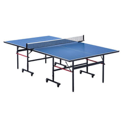 VEVOR Tavolo da Ping Pong Pieghevole in MDF per Interni, Tavolo da Ping Pong Portatile, con Rete a Morsetto Rapido e Ruote Bloccabili, Gioco da Ping
