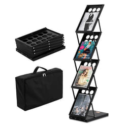 Espositore per riviste pieghevole . Espositore per brochure a 4 livelli, espositore per brochure e cataloghi portatile con borsa per il trasporto per