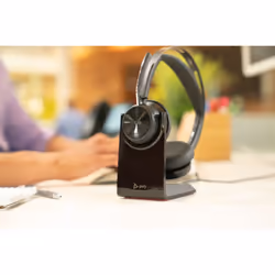 POLY Voyager Focus 2 Microsoft Teams Certified USB-C-C Headset +USB-C/A Adapter +Charging Stand