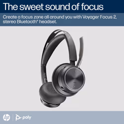 POLY Voyager Focus 2 Microsoft Teams Certified USB-C-C Headset +USB-C/A Adapter +Charging Stand - Vista aggiuntiva 8