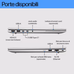 HP EliteBook 660 G11 Intel Core Ultra 5 135U 16" 16 GB 512 GB SSD Win11 Pro Argento - Vista aggiuntiva 4