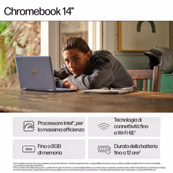 HP Chromebook 14a-nf0007nl Intel® Core™ i3 i3-N305 35,6 cm (14") Full HD 8 GB LPDDR5-SDRAM 256 GB eUFS Wi-Fi 6E (802.11ax) ChromeOS Argento - Vista aggiuntiva 7