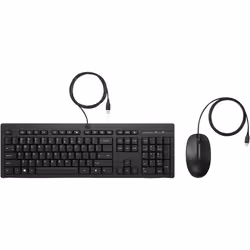HP Mouse e tastiera 225 Wired, Full-size (100%), Cablato, USB, Nero, Mouse incluso