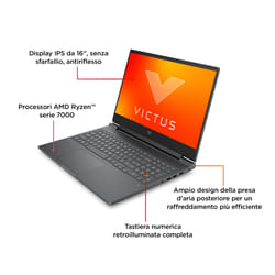 HP Victus Gaming 16-r0028nl Intel® Core™ i7 i7-13620H Computer portatile 40,9 cm (16.1") Full HD 16 GB DDR5-SDRAM 1 TB SSD NVIDIA GeForce RTX 4070 Wi-Fi 6 (802.11ax) Windows 11 Home Grigio