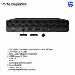 HP EliteDesk 8 Mini G1i Intel Core Ultra 5 235 32 GB DDR5-SDRAM 512 GB SSD Windows 11 Pro Mini PC AI PC Nero - Vista aggiuntiva 4