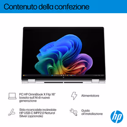 HP OmniBook X Flip Next Gen AI 16-as0014nl Copilot+ PC Intel Core Ultra 5 226V Ibrido (2 in 1) 40,6 cm (16") Touch screen 2K 16 GB LPDDR5x-SDRAM 512 GB SSD Wi-Fi 6E (802.11ax) Windows 11 Home Argento - Vista aggiuntiva 6