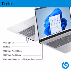HP OmniBook 5 AI 16-af1026nl Intel Core Ultra 5 225U Computer portatile 40,6 cm (16") 2K 16 GB LPDDR5x-SDRAM 512 GB SSD Wi-Fi 6 (802.11ax) Windows 11 Home AI PC Argento - Vista aggiuntiva 5