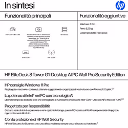 HP EliteDesk 8 Tower G1i AI Wolf Pro Security Edition Intel Core Ultra 7 265 16 GB DDR5-SDRAM 512 GB SSD Windows 11 Pro PC AI PC Nero - Vista aggiuntiva 3