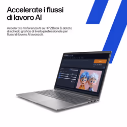 HP ZBook 8 G1i Wolf Pro Security Edition Intel Core Ultra 7 255H Workstation mobile 35,6 cm (14") WUXGA 32 GB DDR5-SDRAM 1 TB SSD NVIDIA RTX 500 Ada Wi-Fi 7 (802.11be) Windows 11 Pro AI PC, AI Workstation Argento - Vista aggiuntiva 6